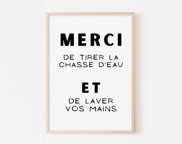 Affiche Merci de tirer la chasse d'eau et laver vos mains - Poster humour WC