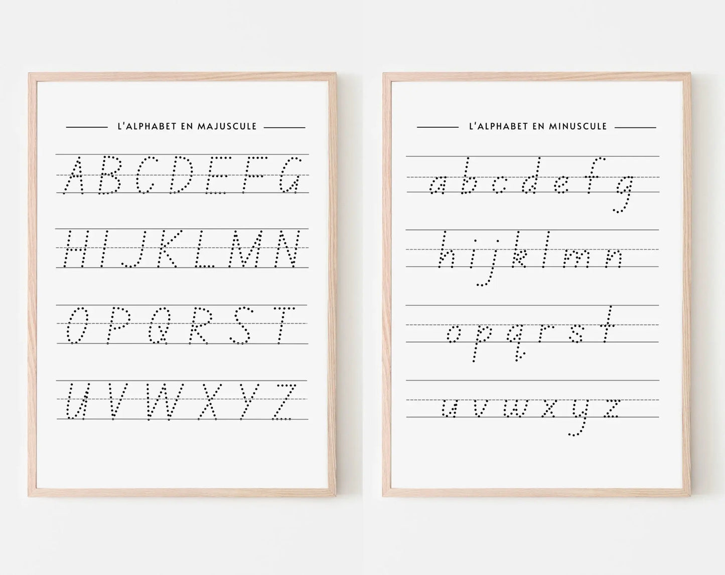 Pack de 2 affiches Alphabet - Apprendre écriture - Poster éducatif Montessori - FLTMfrance