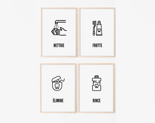 Affiche pour se laver les dents - Affiches de salle de bain