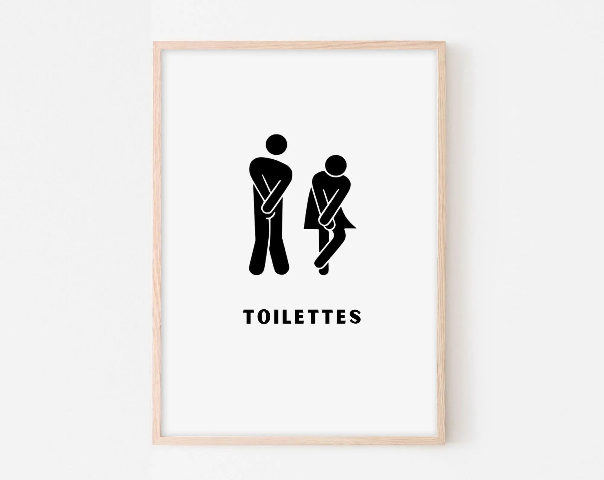 Affiche toilettes personnages pressés - Poster minimaliste WC FLTMfrance