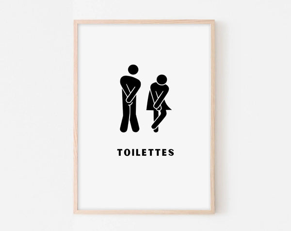 Affiche toilettes personnages pressés - Poster humour WC