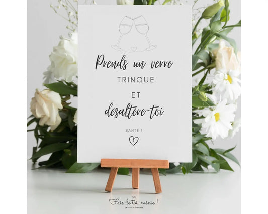 Affiche prends un verre trinque et désaltère-toi - Pour baby Shower, Mariage, EVJF, Retraite, Anniversaire - Poster à imprimer FLTMfrance FLTMfrance