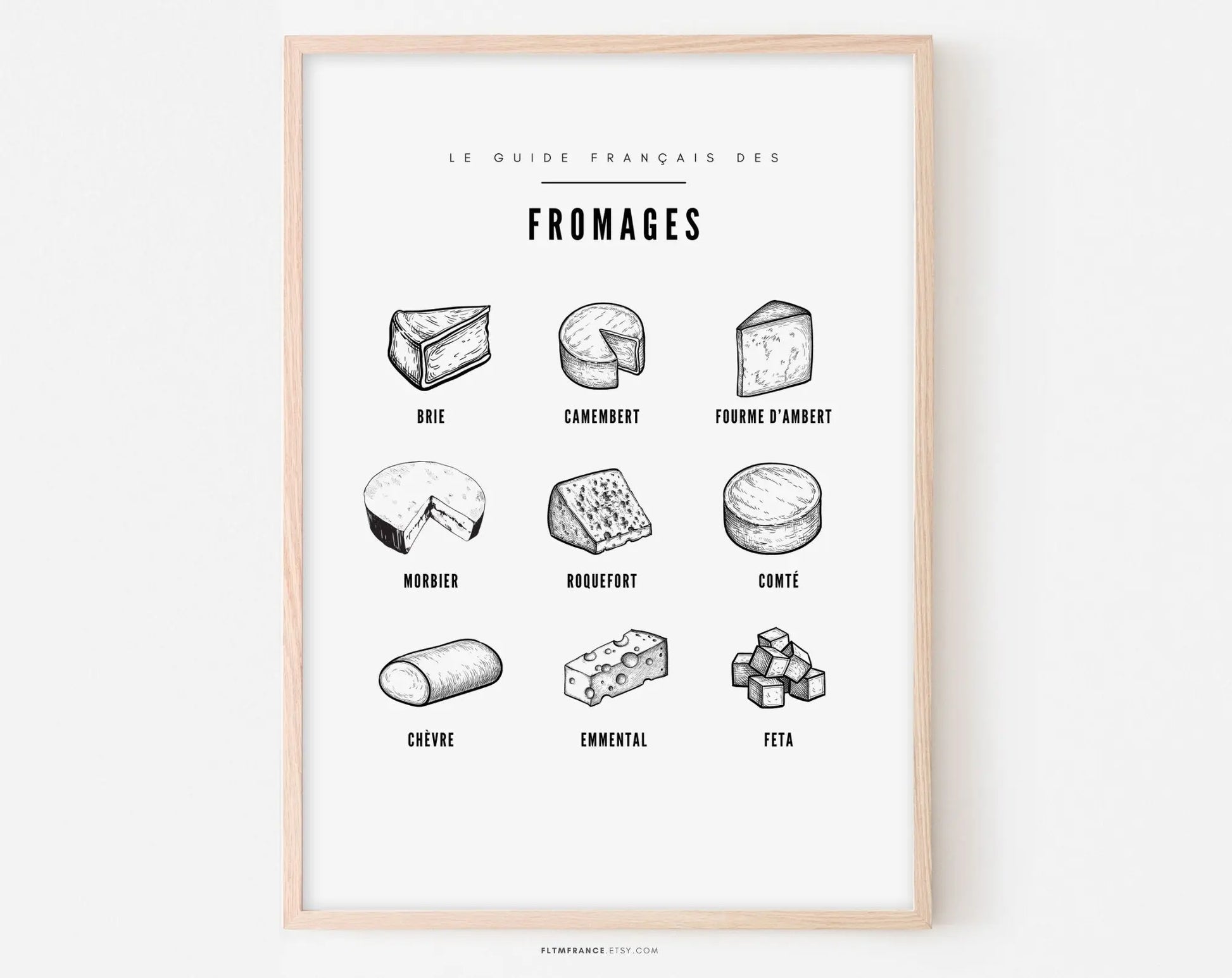 Affiche guide fromage minimaliste - Le guide français des fromages - FLTMfrance