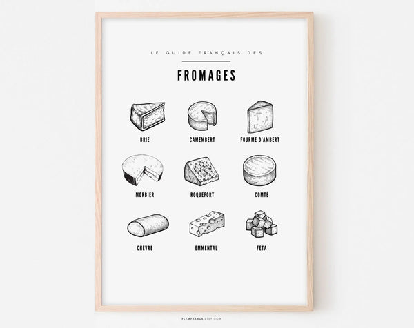 Affiche guide fromage minimaliste - Le guide français des fromages