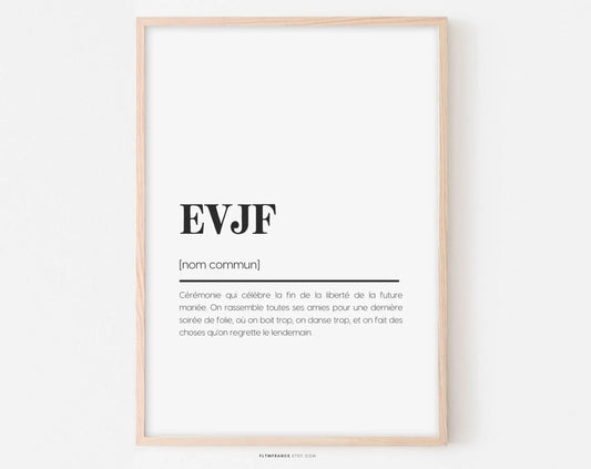 Affiche définition EVJF - Affiche définition humour mariage - FLTMfrance