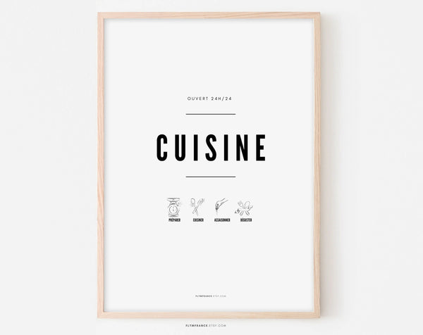 Affiche Cuisine ouverte 24h/24 - Décoration cuisine