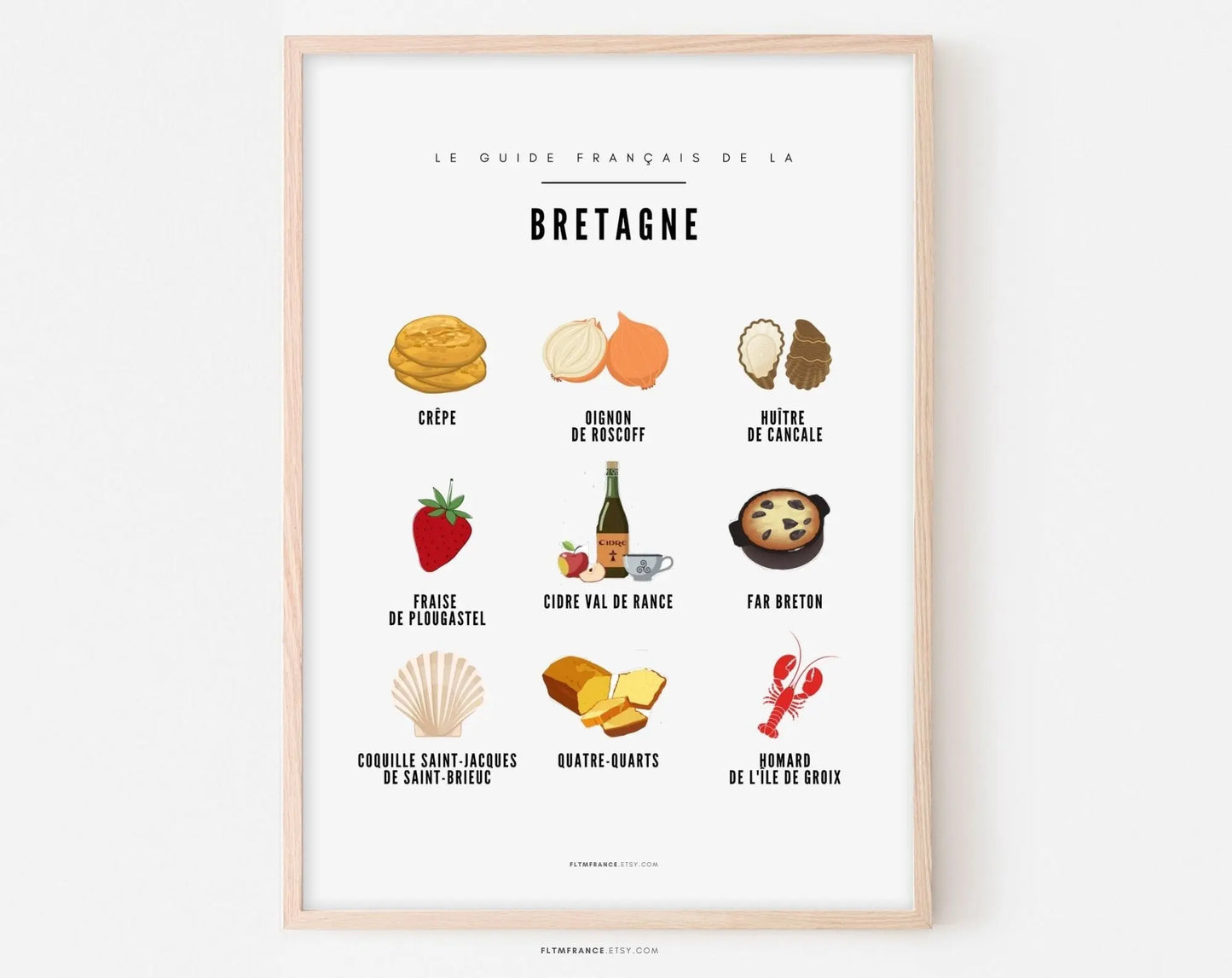 Affiche Guide Bretagne - Guide culinaire des spécialités Bretonnes FLTMfrance