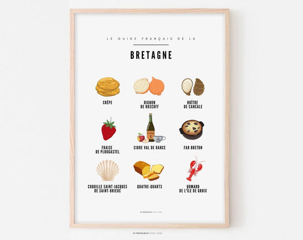 Affiche Guide Bretagne - Guide culinaire des spécialités Bretonnes