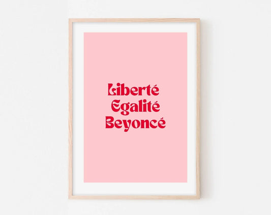 Affiche Liberté Egalité Beyoncé - Affiche citation rose - Pink affiche  - Poster à imprimer FLTMfrance