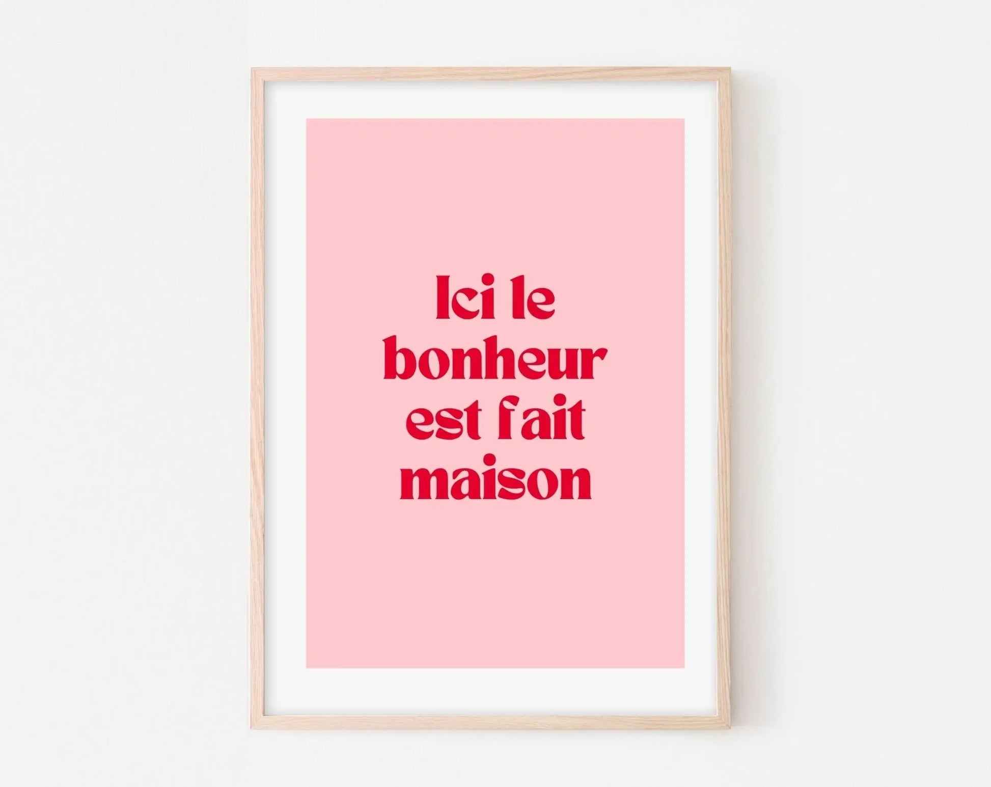 Affiche Ici le bonheur est fait maison - Affiche citation rose - Pink affiche  - Poster à imprimer FLTMfrance