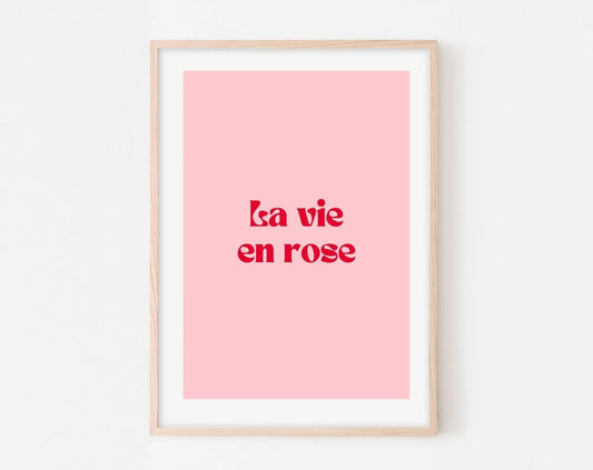 Affiche La vie en rose - Affiche citation rose - Pink affiche  - Poster à imprimer FLTMfrance