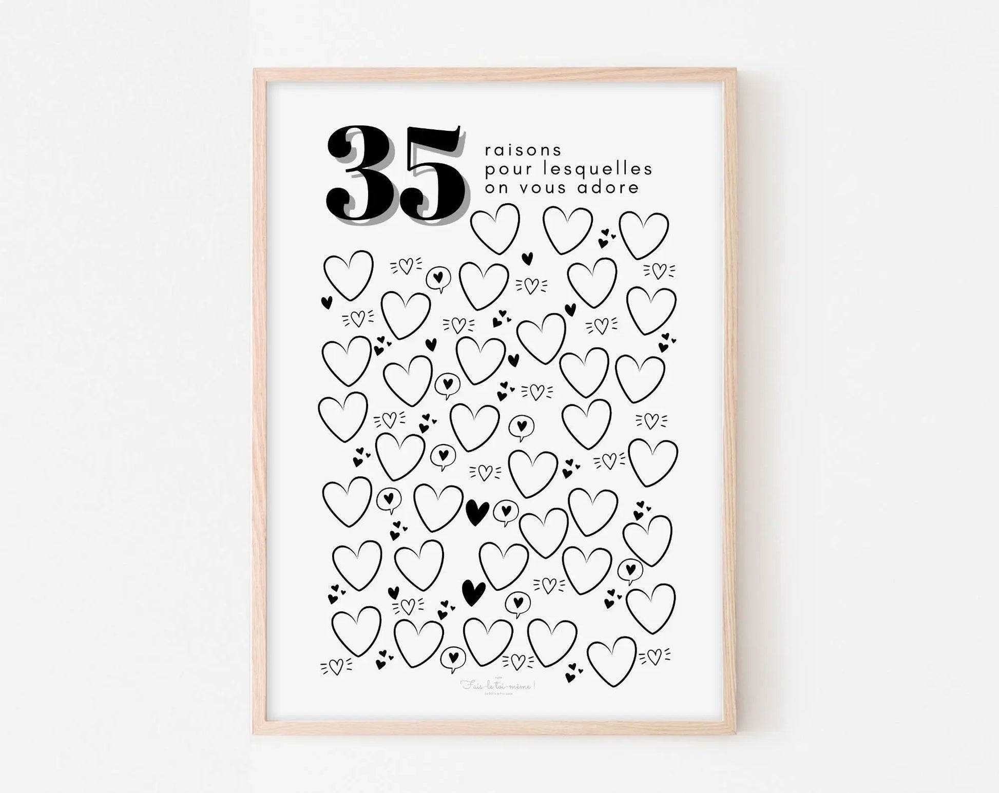 Affiche couple 35 raisons pour lesquelles on vous adore - Anniversaire 35 ans FLTMfrance