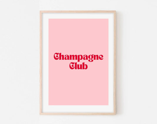 Affiche Champagne Club - Affiche citation rose - Pink affiche  - Poster à imprimer FLTMfrance