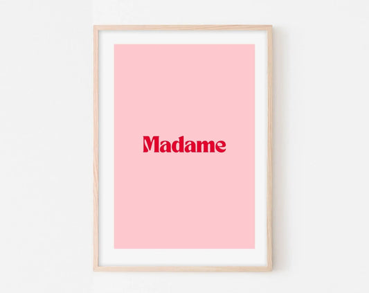 Affiche Madame - Affiche citation rose - Pink affiche  - Poster à imprimer FLTMfrance