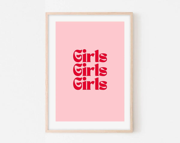 Affiche Girls girls girls - Affiche citation rose