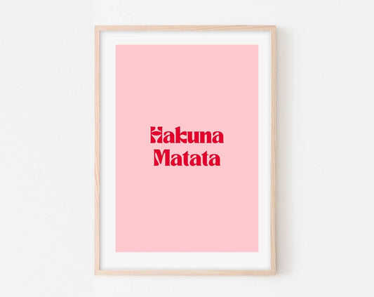 Affiche Hakuna Matata - Affiche citation rose - Pink affiche  - Poster à imprimer FLTMfrance