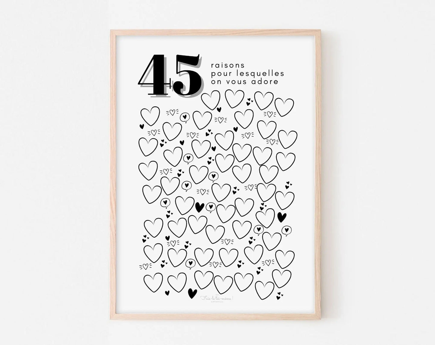 Affiche couple 45 raisons pour lesquelles on vous adore - Anniversaire 45 ans FLTMfrance