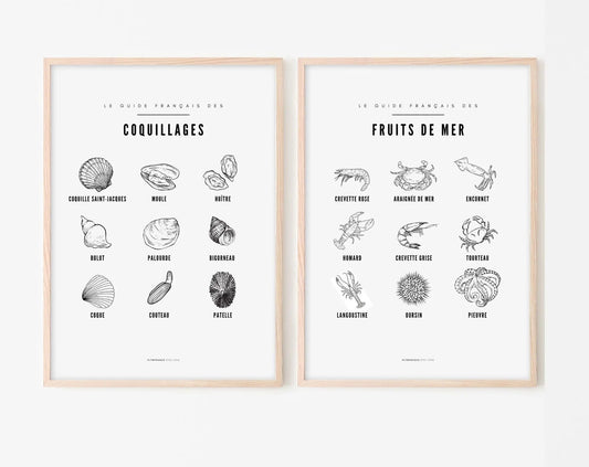 Affiches Guide Fruits de mer et coquillages - Le guide français des crustacés - FLTMfrance