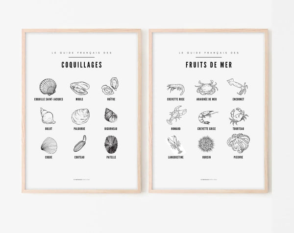 Affiches Guide Fruits de mer et coquillages - Le guide français des crustacés