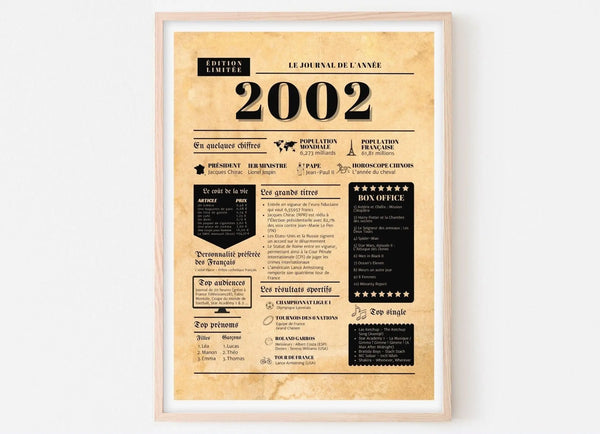 Journal de l'année 2002 - Affiche année de naissance