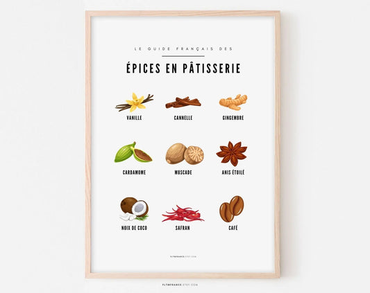 Affiche Epices en pâtisserie - Guide des différentes épices FLTMfrance