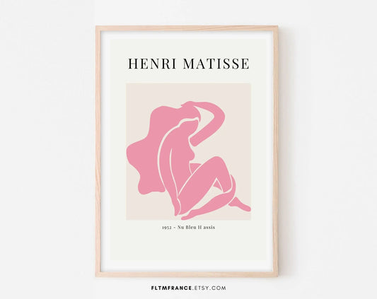 Affiche Matisse Exposition Print - Poster art abstrait Français - Art mural Henri Matisse femme rose - Poster à imprimer - FLTMfrance