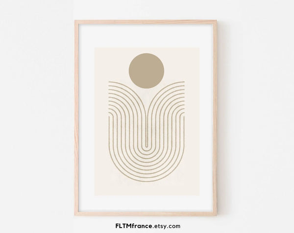 Affiche Courbes graphiques en beige - Art Minimaliste