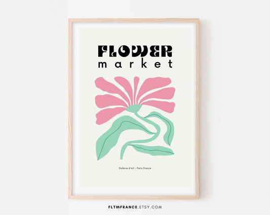 Affiche Flower Market - Flower Market Exposition Print - Poster rose - Affiche décoration - Affiche Art mural abstrait - Poster à imprimer - FLTMfrance