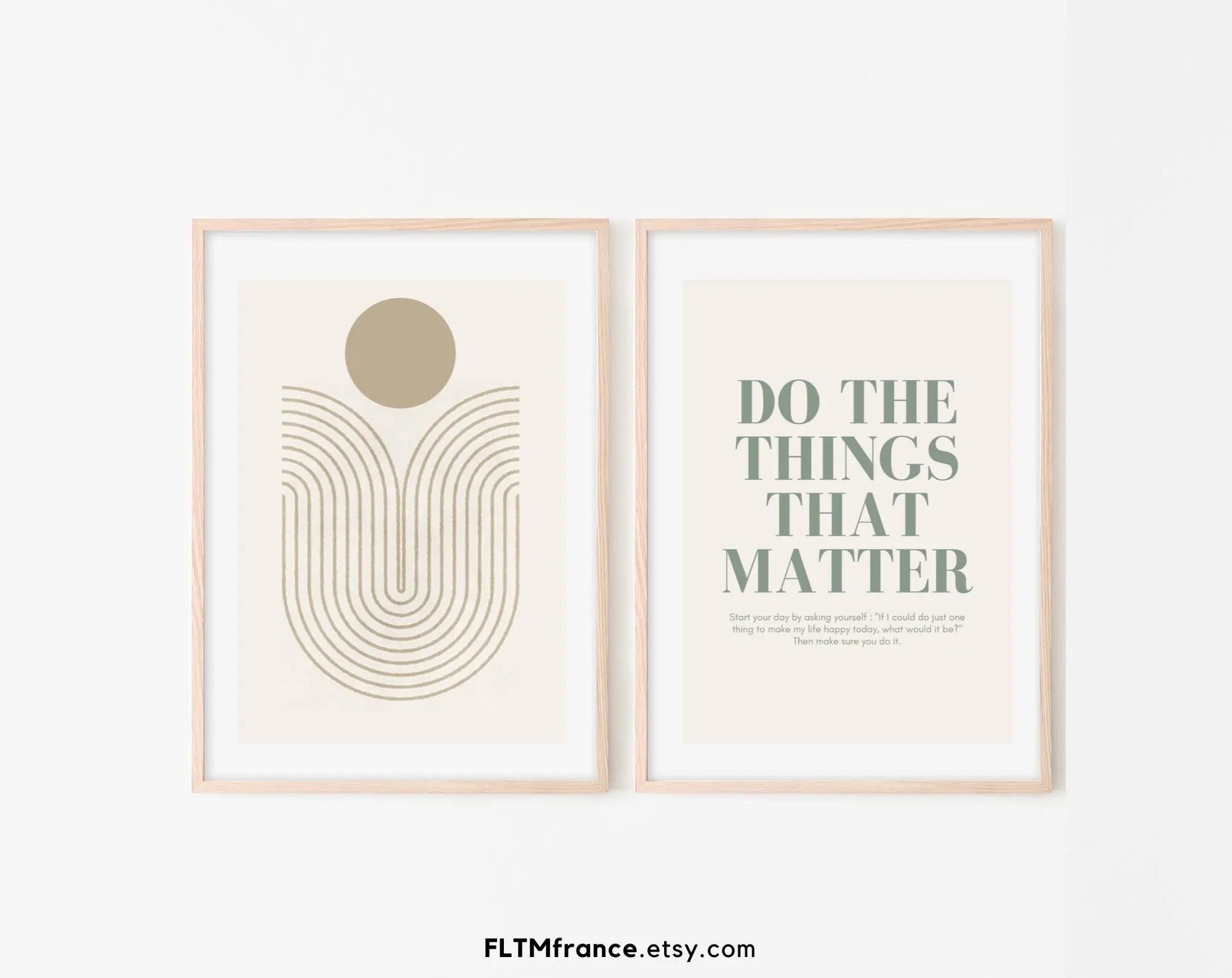 Lot de 2 affiches - Affiche Things That Matter citation rétro en beige et vert FLTMfrance
