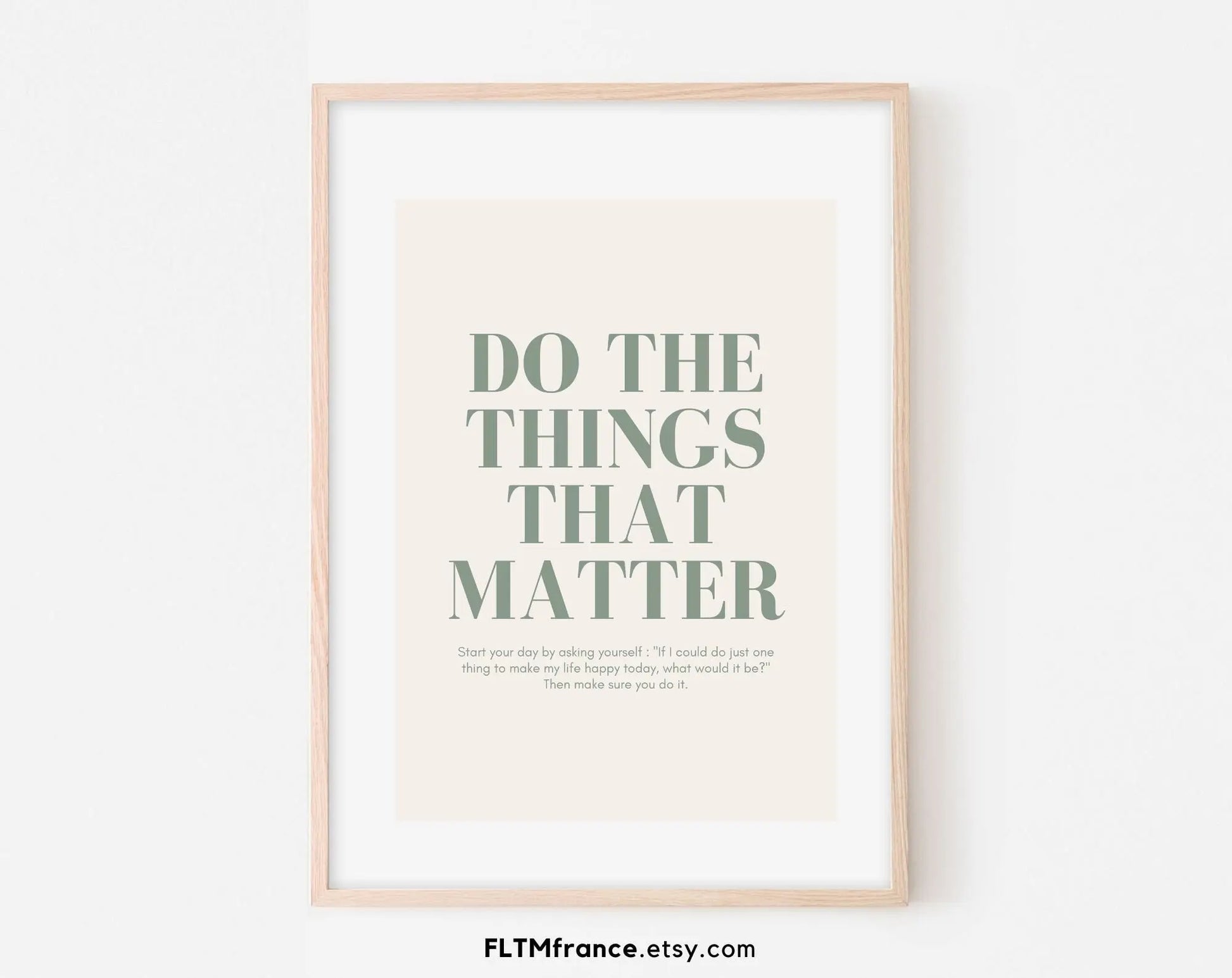 Affiche Do the Things That Matter citation rétro en beige et vert - Minimalist Digital Prints, Boho Style Art Prints - Poster à imprimer FLTMfrance
