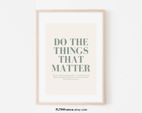 Affiche Do the Things That Matter citation rétro en beige et vert