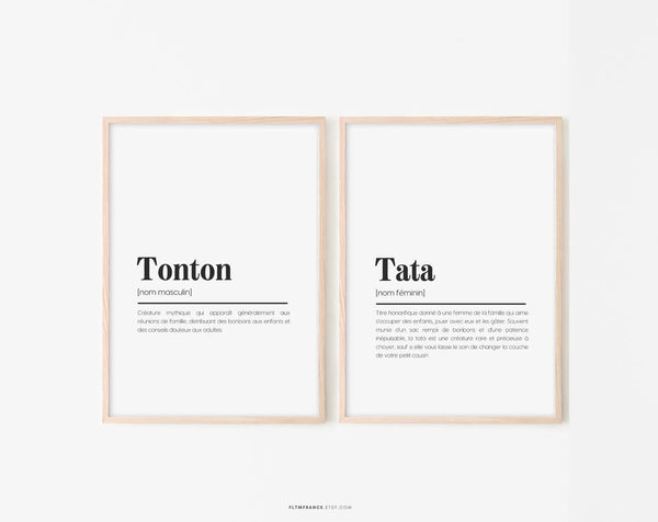 Affiches définition tonton et tata - Affiche définition humour famille