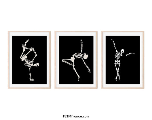 3 affiches de squelettes qui dansent Halloween - Décor d’Halloween FLTMfrance