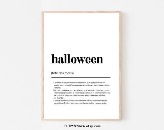 Affiche définition Halloween - Décoration Halloween FLTMfrance