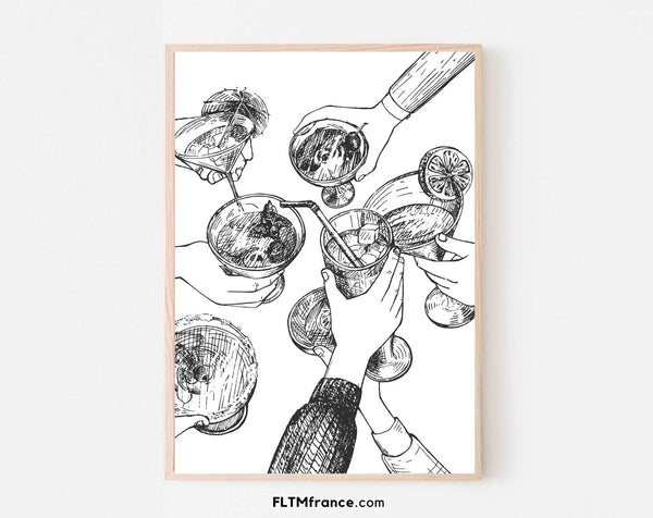 Affiche Tchin Poster beige - Affiche humour cuisine