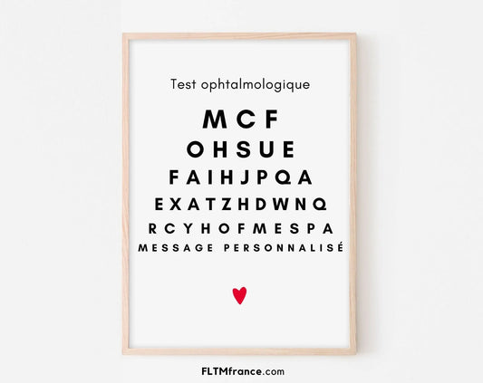 Affiche test ophtalmologique message personnalisé FLTMfrance