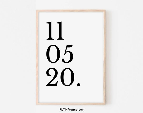 Affiche personnalisée date importante pacs, mariage, rencontre ou naissance
