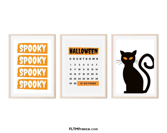 3 affiches Halloween originales (calendrier, chat...) - Décor d’Halloween FLTMfrance