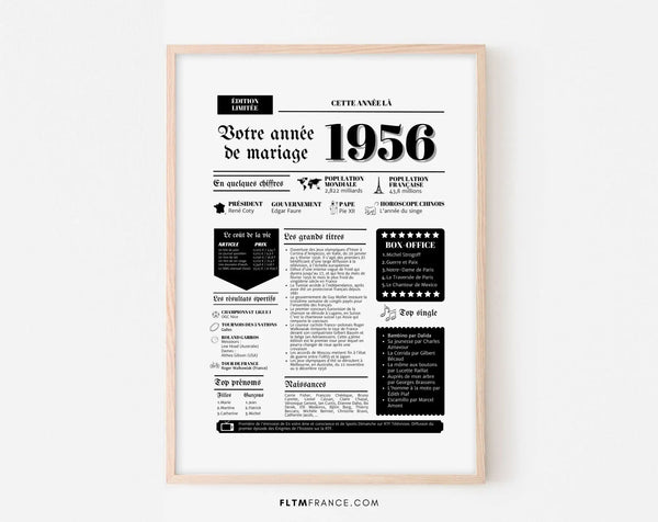 Affiche Année de mariage 1956 - Noces de mélèze - 69 ans de mariage