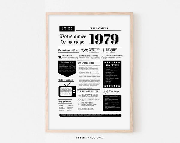 Affiche Année de mariage 1979 - Noces de lavande - 46 ans de mariage