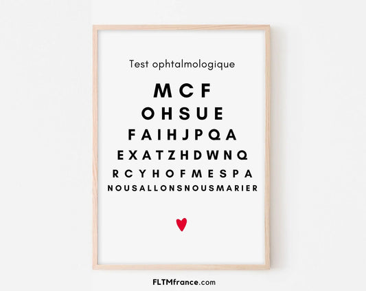 Nous allons nous marier - Affiche test ophtalmologique - Annonce originale FLTMfrance
