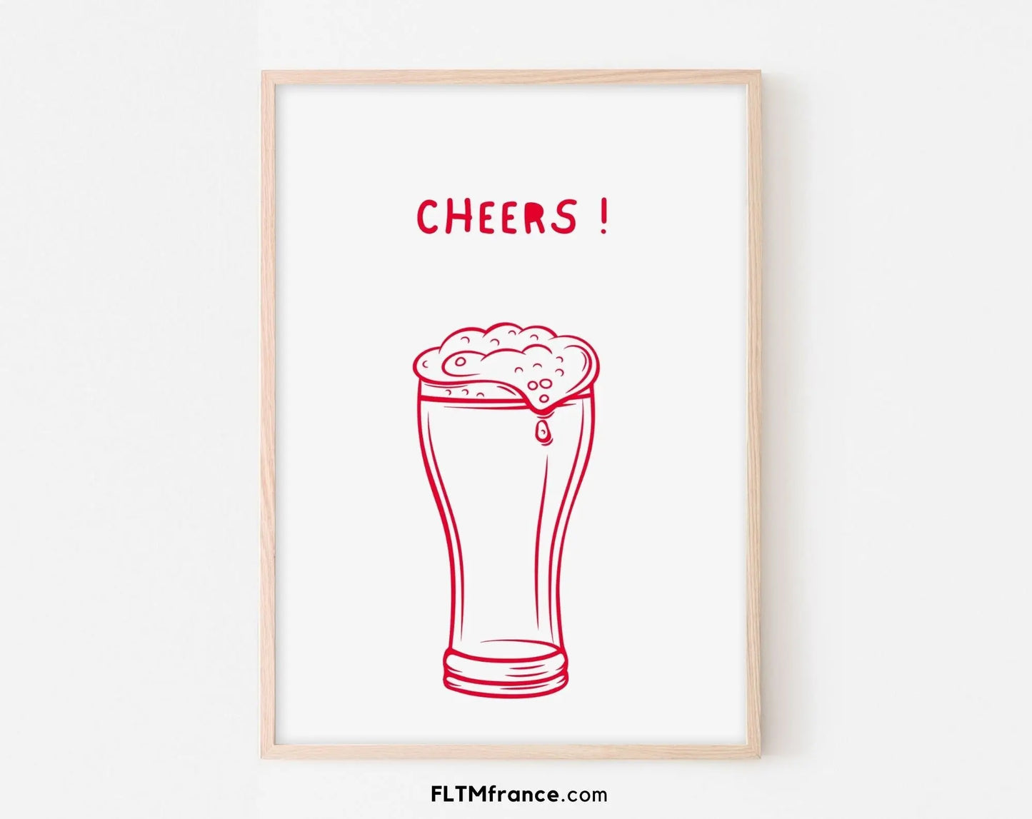 Affiche Cheers - Poster cocktail bière alcool - Affiche boisson - Art mural tendance - Poster à imprimer FLTMfrance