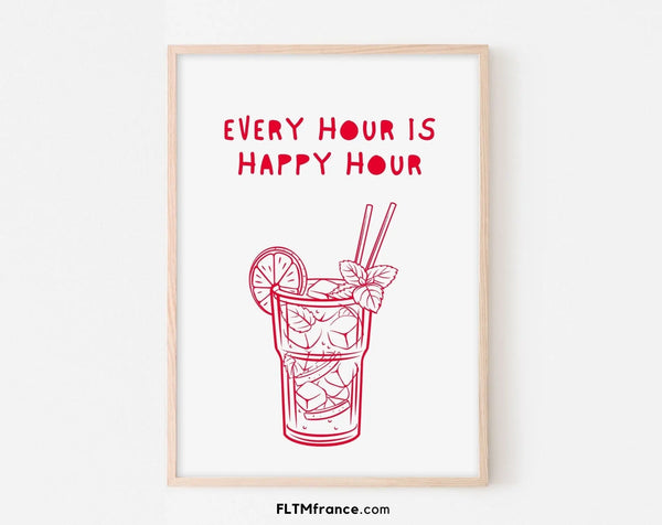 Affiche Every hour is happy hour - Poster cocktail alcool Mojito