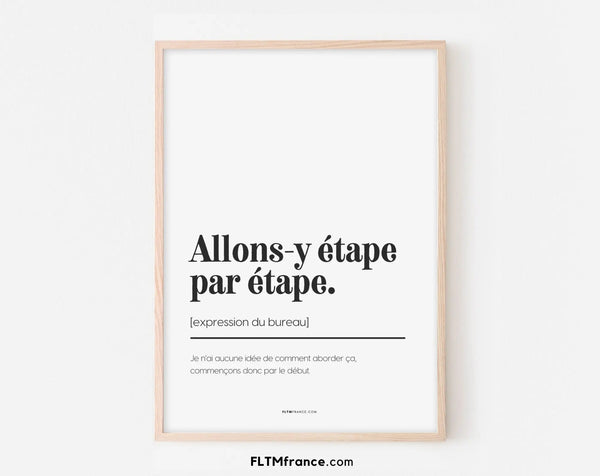 Allons-y étape par étape - Affiche expression du bureau