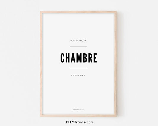 Affiche Chambre - Affiche déco pour la chambre parentale, chambre d'amis, chambre d'hôte...  - Poster à imprimer FLTMfrance