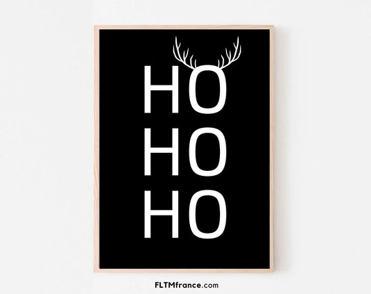 Oh oh oh affiche minimaliste de noël - Déco de Noël noir et blanc - Décoration Noël minimaliste - Art mural de Noël - Poster à imprimer FLTMfrance