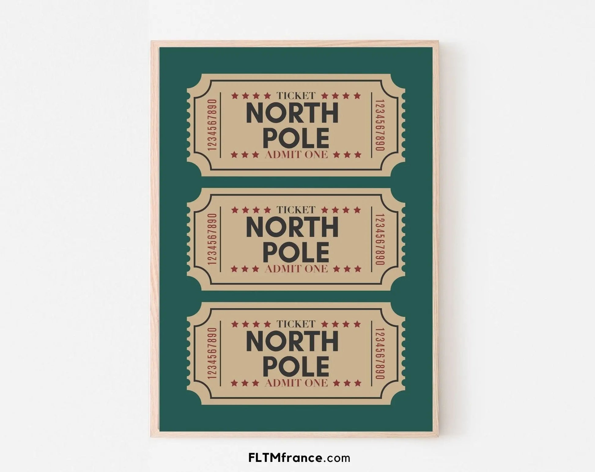 Billets du pôle Nord vert affiche - Décoration de noël FLTMfrance