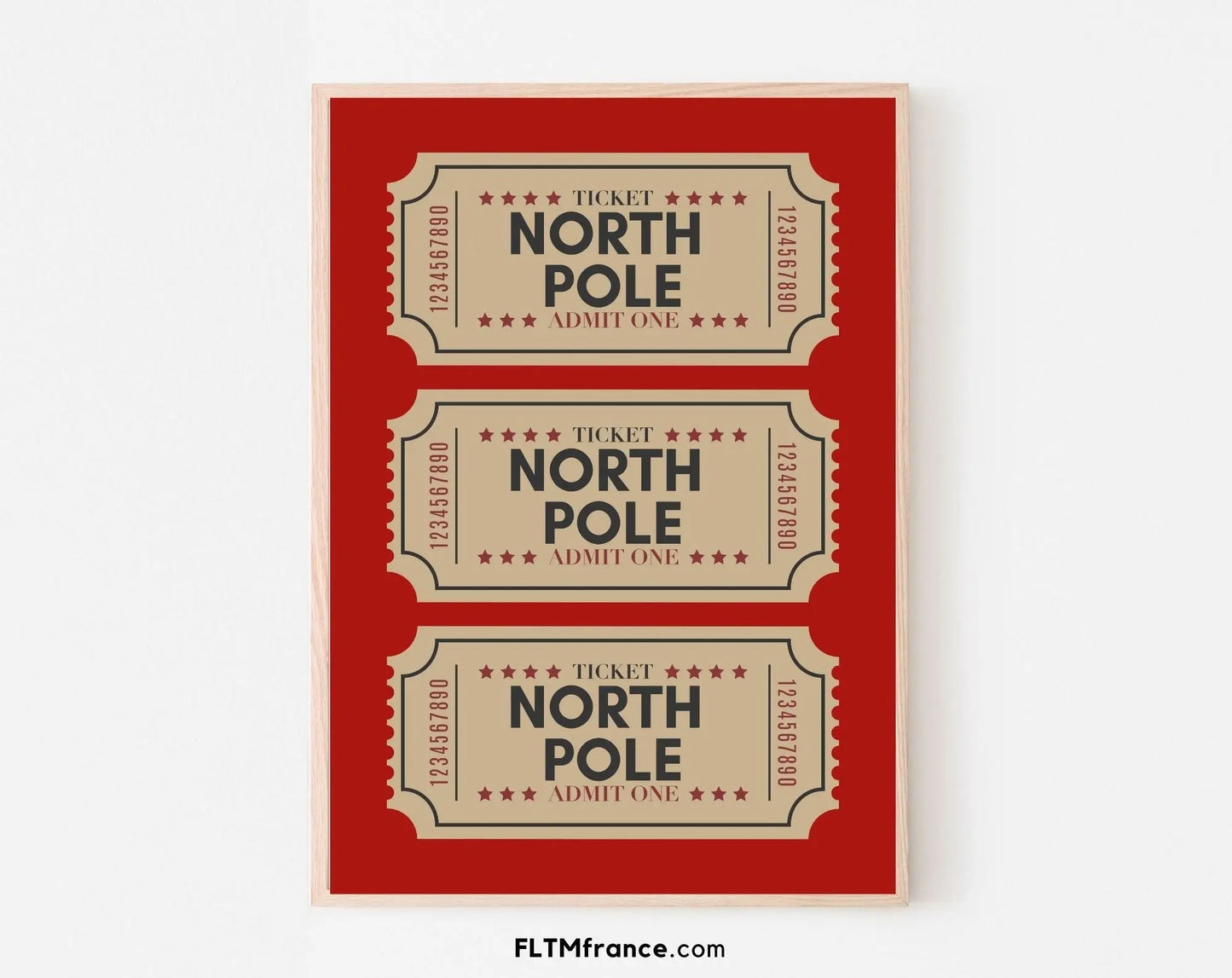 Billets du pôle Nord rouge affiche - Décoration de noël FLTMfrance