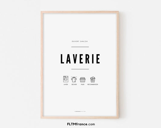 Affiche Laverie - Affiche décoration pour votre cellier, dressing, laverie, buanderie ... - Poster à imprimer FLTMfrance