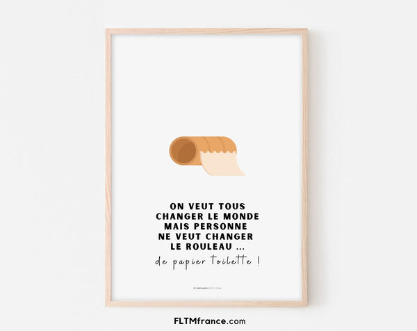 Affiche toilettes Plus de papier toilette - Poster humour WC